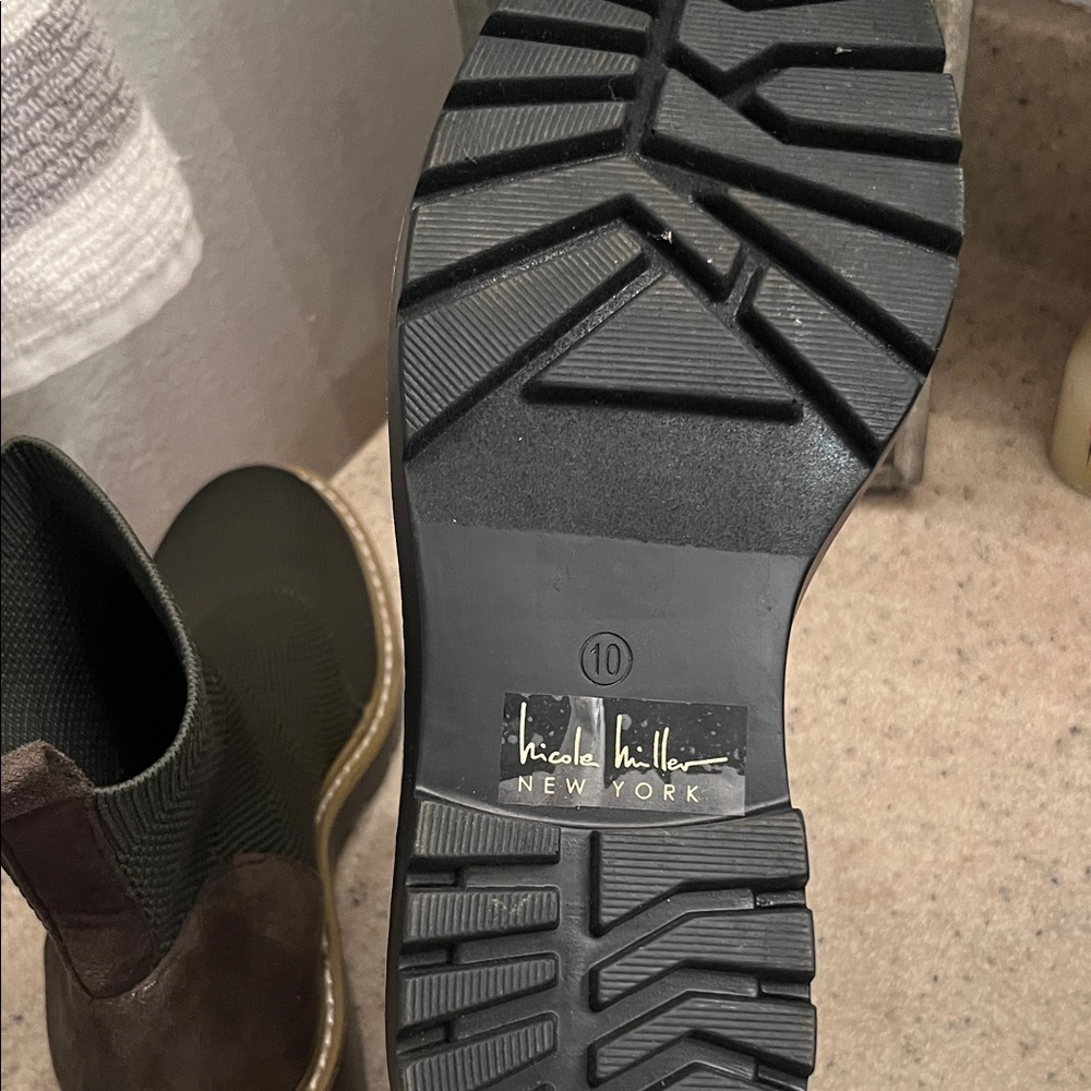 Nicole Miller Olive Knit Ankle Boots - Picture 7 of 7